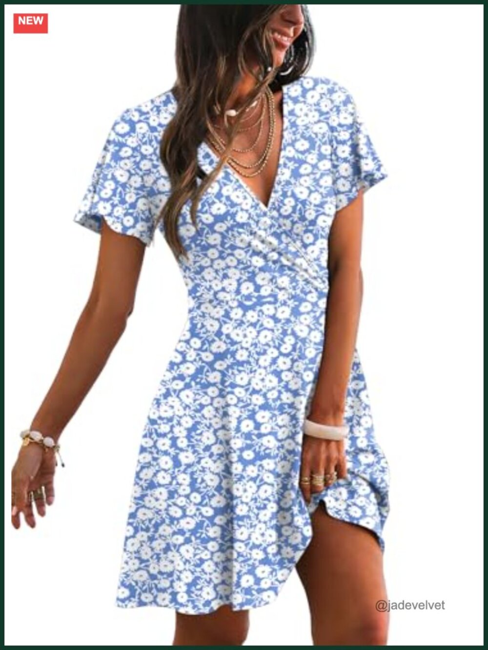 Wrap V Neck Dress Ruffle Sleeve A-Line Summer Sundress 2026